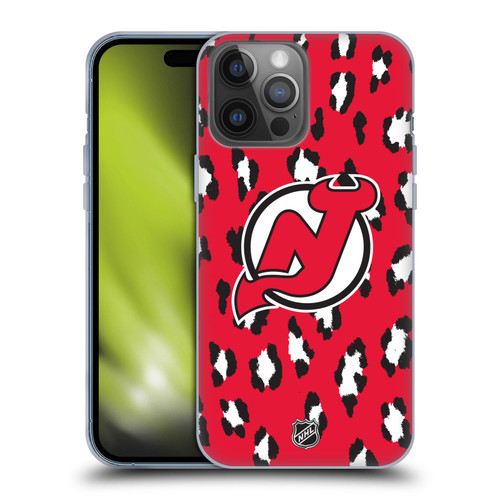 NHL New Jersey Devils Leopard Patten Soft Gel Case for Apple iPhone 14 Pro Max