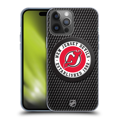 NHL New Jersey Devils Puck Texture Soft Gel Case for Apple iPhone 14 Pro Max