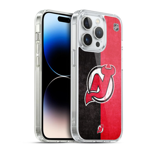 NHL New Jersey Devils Half Distressed Soft Gel Case for Apple iPhone 14 Pro