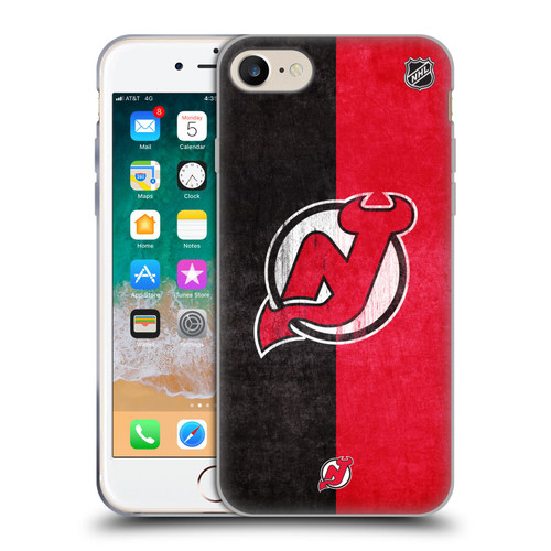 NHL New Jersey Devils Half Distressed Soft Gel Case for Apple iPhone 7 / 8 / SE 2020 & 2022
