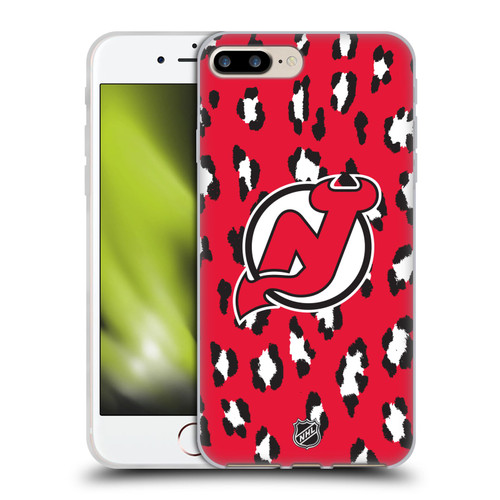 NHL New Jersey Devils Leopard Patten Soft Gel Case for Apple iPhone 7 Plus / iPhone 8 Plus