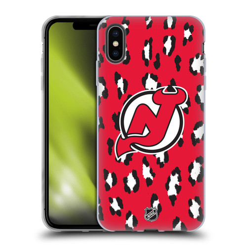 NHL New Jersey Devils Leopard Patten Soft Gel Case for Apple iPhone XS Max