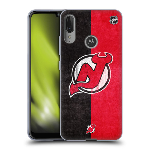 NHL New Jersey Devils Half Distressed Soft Gel Case for Motorola Moto E6 Plus