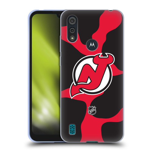 NHL New Jersey Devils Cow Pattern Soft Gel Case for Motorola Moto E6s (2020)