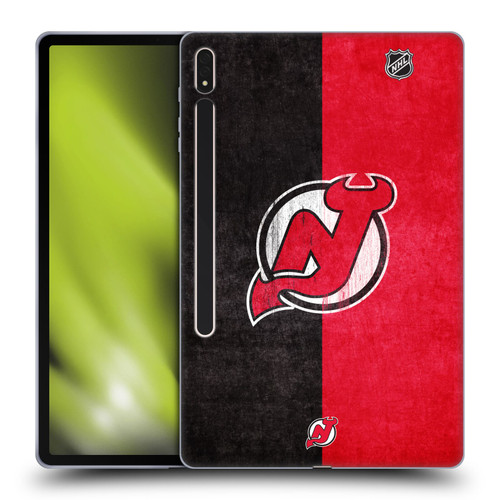 NHL New Jersey Devils Half Distressed Soft Gel Case for Samsung Galaxy Tab S8 Plus