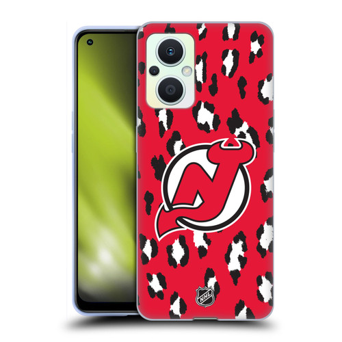 NHL New Jersey Devils Leopard Pattern Soft Gel Case for OPPO Reno8 Lite