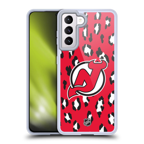 NHL New Jersey Devils Leopard Patten Soft Gel Case for Samsung Galaxy S21 5G