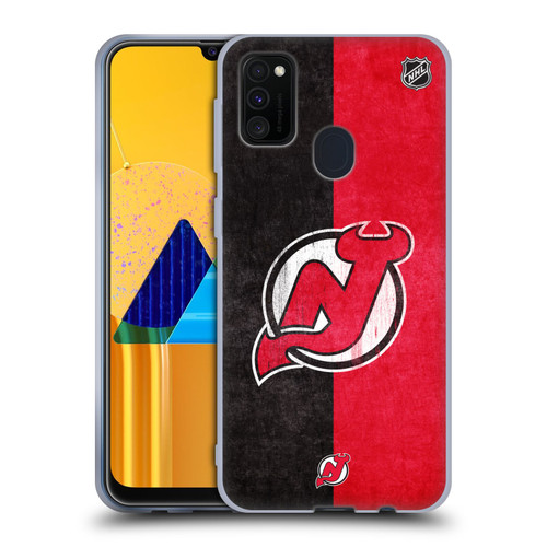 NHL New Jersey Devils Half Distressed Soft Gel Case for Samsung Galaxy M30s (2019)/M21 (2020)