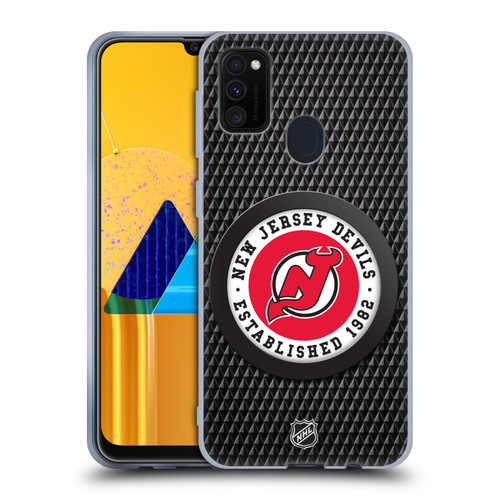 NHL New Jersey Devils Puck Texture Soft Gel Case for Samsung Galaxy M30s (2019)/M21 (2020)