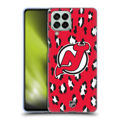 NHL New Jersey Devils Leopard Patten Soft Gel Case for Samsung Galaxy M53 (2022)