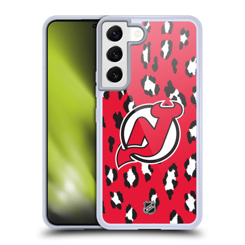 NHL New Jersey Devils Leopard Pattern Soft Gel Case for Samsung Galaxy S22 5G