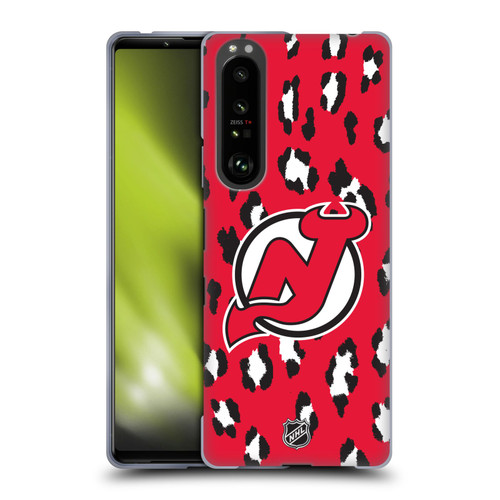 NHL New Jersey Devils Leopard Patten Soft Gel Case for Sony Xperia 1 III