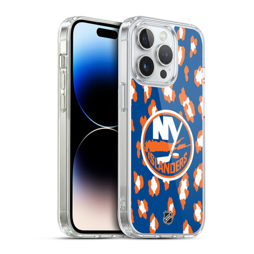 NHL New York Islanders Leopard Pattern Soft Gel Case for Apple iPhone 13 Pro