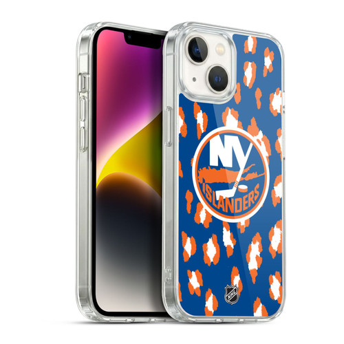 NHL New York Islanders Leopard Pattern Soft Gel Case for Apple iPhone 14