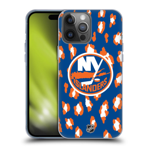 NHL New York Islanders Leopard Patten Soft Gel Case for Apple iPhone 14 Pro Max