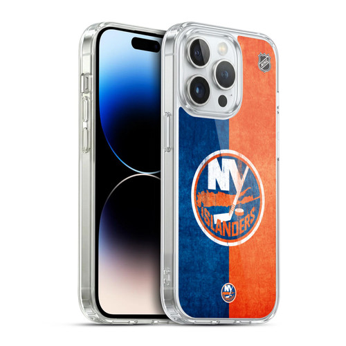 NHL New York Islanders Half Distressed Soft Gel Case for Apple iPhone 14 Pro