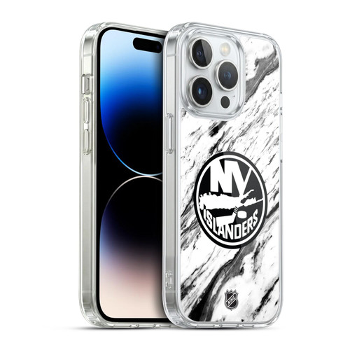 NHL New York Islanders Marble Soft Gel Case for Apple iPhone 14 Pro
