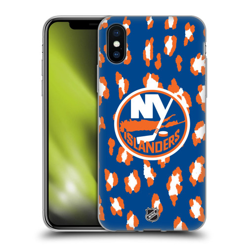 NHL New York Islanders Leopard Patten Soft Gel Case for Apple iPhone X / iPhone XS