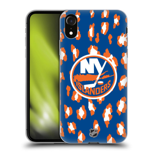 NHL New York Islanders Leopard Pattern Soft Gel Case for Apple iPhone XR