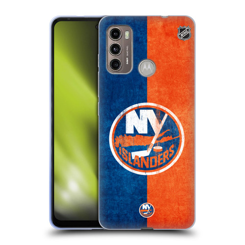 NHL New York Islanders Half Distressed Soft Gel Case for Motorola Moto G60 / Moto G40 Fusion