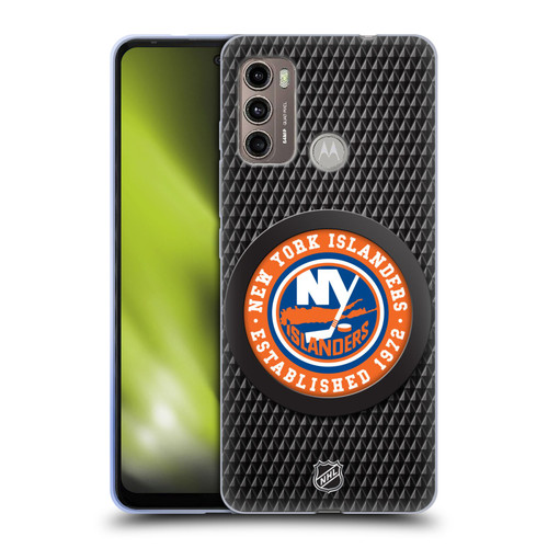 NHL New York Islanders Puck Texture Soft Gel Case for Motorola Moto G60 / Moto G40 Fusion