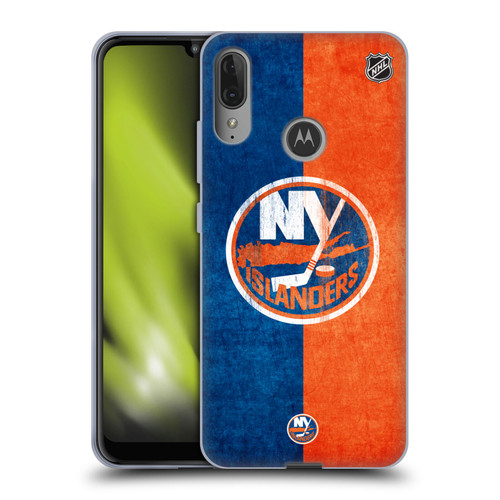 NHL New York Islanders Half Distressed Soft Gel Case for Motorola Moto E6 Plus