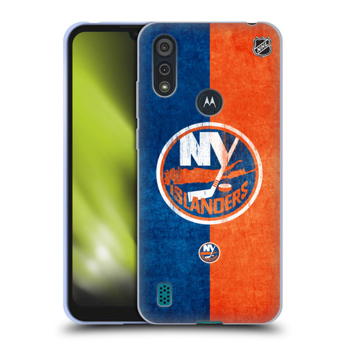 NHL New York Islanders Half Distressed Soft Gel Case for Motorola Moto E6s (2020)