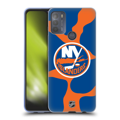 NHL New York Islanders Cow Pattern Soft Gel Case for Motorola Moto G50