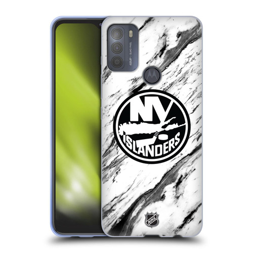 NHL New York Islanders Marble Soft Gel Case for Motorola Moto G50