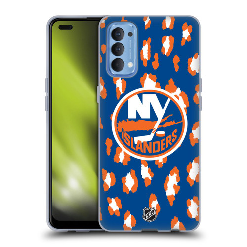 NHL New York Islanders Leopard Pattern Soft Gel Case for OPPO Reno 4 5G