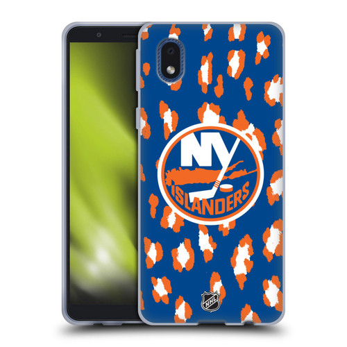 NHL New York Islanders Leopard Patten Soft Gel Case for Samsung Galaxy A01 Core (2020)