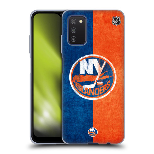 NHL New York Islanders Half Distressed Soft Gel Case for Samsung Galaxy A03s (2021)