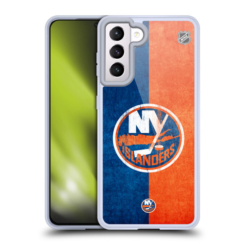 NHL New York Islanders Half Distressed Soft Gel Case for Samsung Galaxy S21 5G