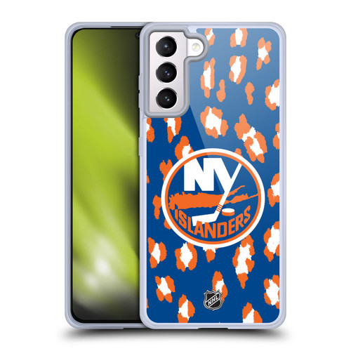 NHL New York Islanders Leopard Pattern Soft Gel Case for Samsung Galaxy S21+ 5G