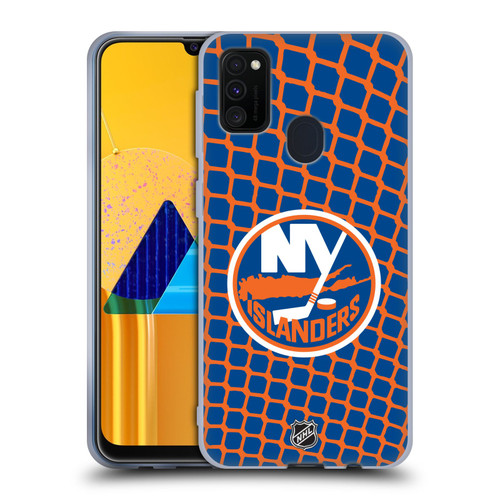 NHL New York Islanders Net Pattern Soft Gel Case for Samsung Galaxy M30s (2019)/M21 (2020)