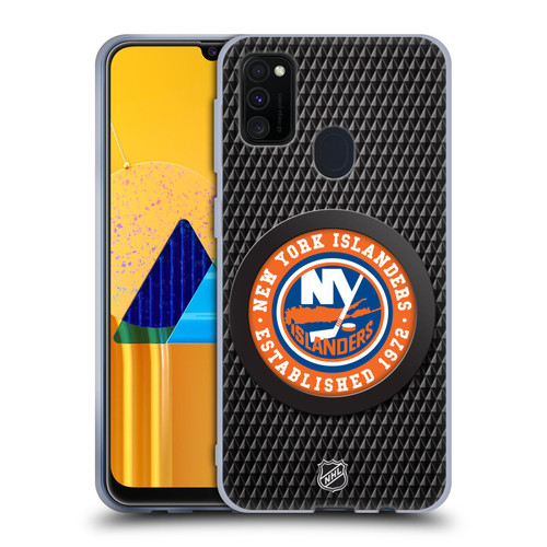 NHL New York Islanders Puck Texture Soft Gel Case for Samsung Galaxy M30s (2019)/M21 (2020)