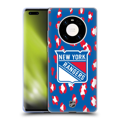 NHL New York Rangers Leopard Pattern Soft Gel Case for Huawei Mate 40 Pro 5G