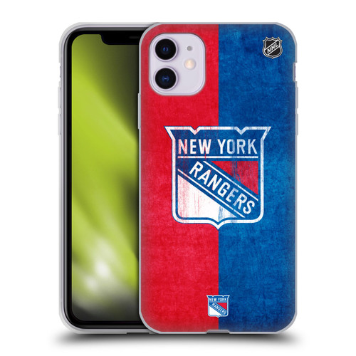 NHL New York Rangers Half Distressed Soft Gel Case for Apple iPhone 11