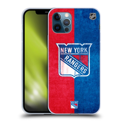 NHL New York Rangers Half Distressed Soft Gel Case for Apple iPhone 12 / iPhone 12 Pro