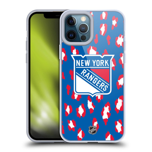 NHL New York Rangers Leopard Pattern Soft Gel Case for Apple iPhone 12 Pro Max & MagSafe