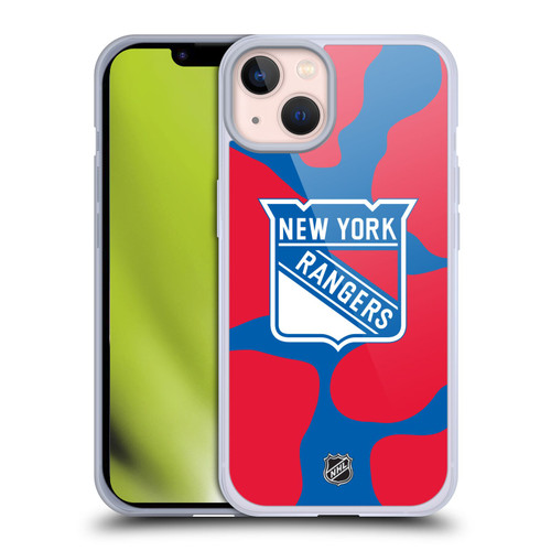 NHL New York Rangers Cow Pattern Soft Gel Case for Apple iPhone 13