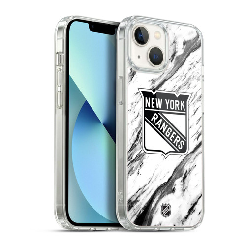 NHL New York Rangers Marble Soft Gel Case for Apple iPhone 13