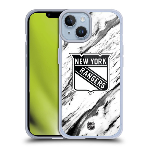 NHL New York Rangers Marble Soft Gel Case for Apple iPhone 14