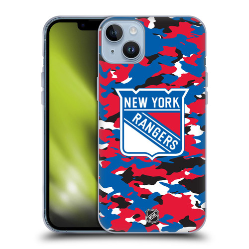 NHL New York Rangers Camouflage Soft Gel Case for Apple iPhone 14 Plus