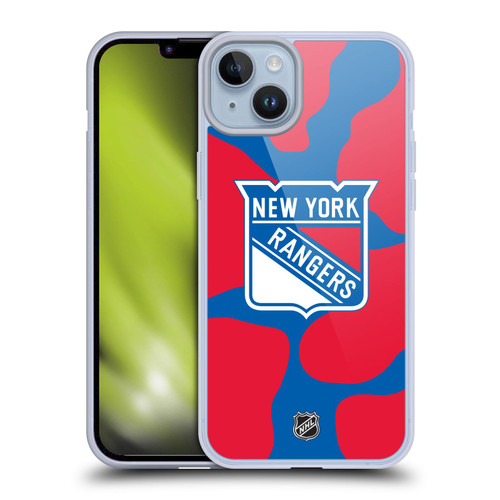 NHL New York Rangers Cow Pattern Soft Gel Case for Apple iPhone 14 Plus