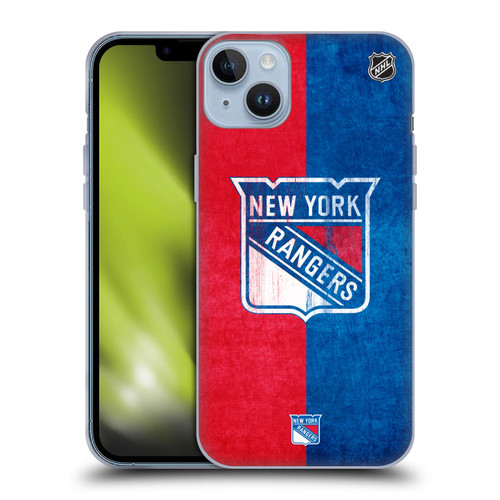 NHL New York Rangers Half Distressed Soft Gel Case for Apple iPhone 14 Plus