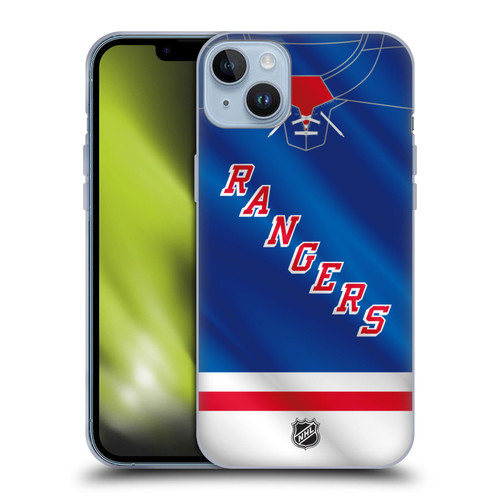 NHL New York Rangers Jersey Soft Gel Case for Apple iPhone 14 Plus