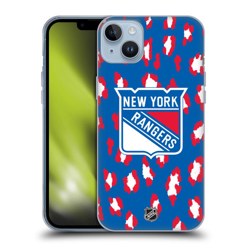 NHL New York Rangers Leopard Patten Soft Gel Case for Apple iPhone 14 Plus