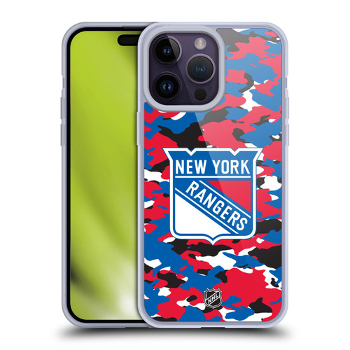 NHL New York Rangers Camouflage Soft Gel Case for Apple iPhone 14 Pro Max