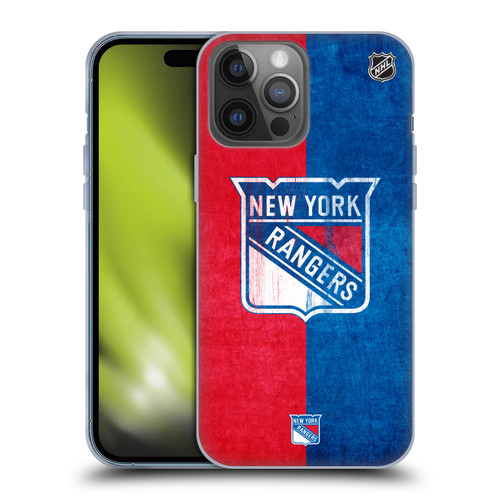 NHL New York Rangers Half Distressed Soft Gel Case for Apple iPhone 14 Pro Max